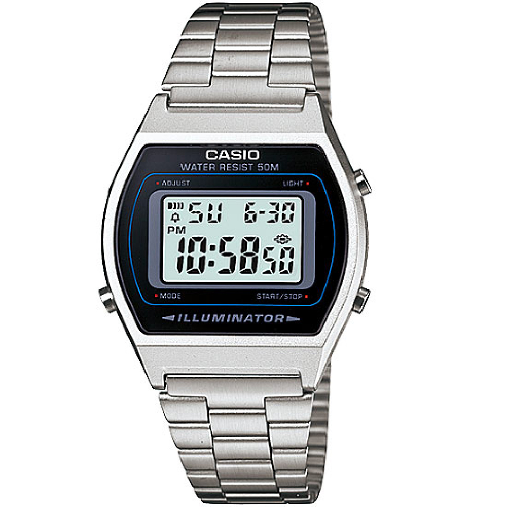 Classic Digital Watch with Stainless Steel Band - Silver