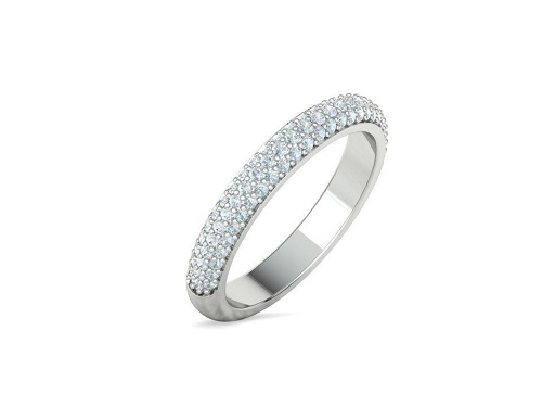 0.45 Carat 3-Row Natural Round Cut Diamond Claw-set Half Eternity Gold Ring 