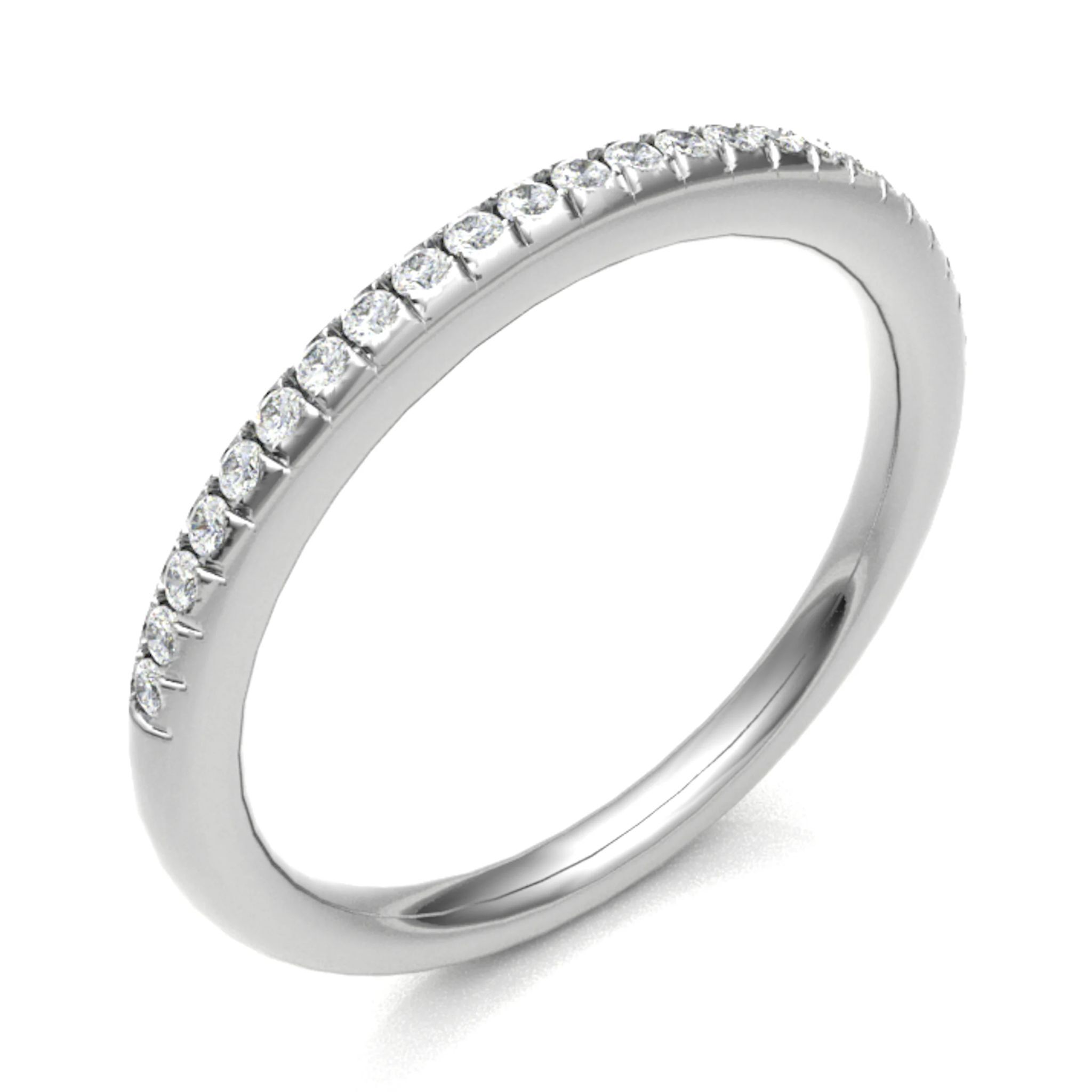 Semi Rubover Set Round Diamond Half Eternity Ring