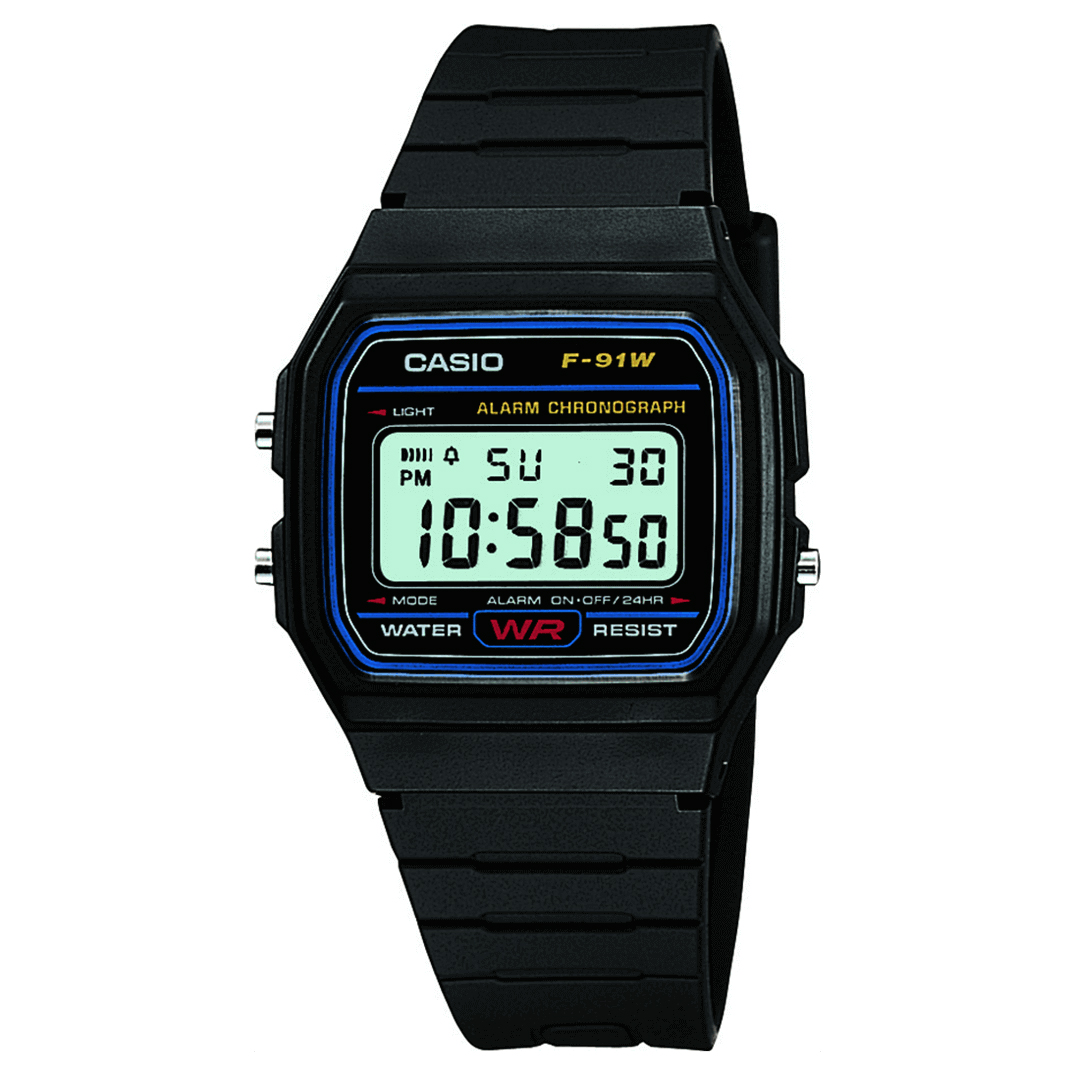 Casual Digital Watch with Black Resin Strap