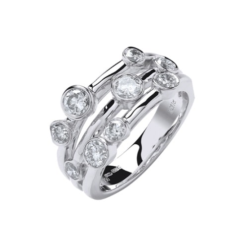 0.75 Ct Natural Round Cut Elaira  Diamond Rings in 18K White Gold