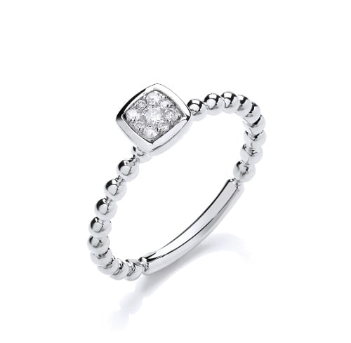 0.1 Ct Natural Round Cut Aglaia  Diamond Rings in 9K White Gold
