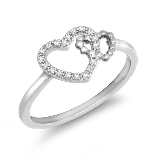 0.05 Ct Natural Round Cut Galini  Diamond Rings in 9K White Gold