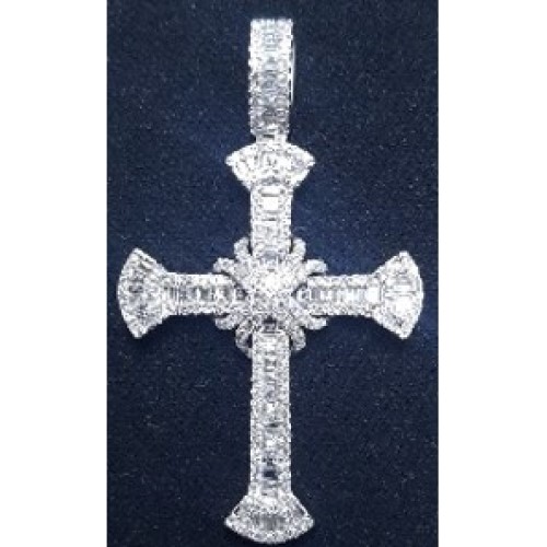 1.46 Ct Natural Diamond Mixed Shape Cut Pankhudi  Pendants in 9K White Gold with chain