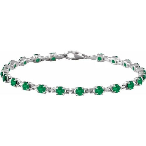 Raea 4.40 Carat Emerald 4 Claw Set  Diamond Bracelet
