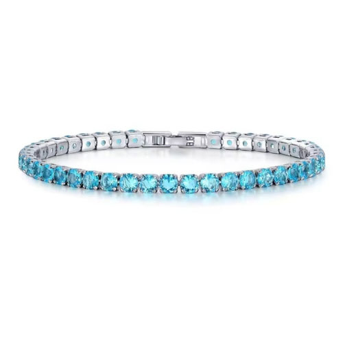 Rubye 5.00 Carat Aquamarine 4 Prong  Diamond Bracelet