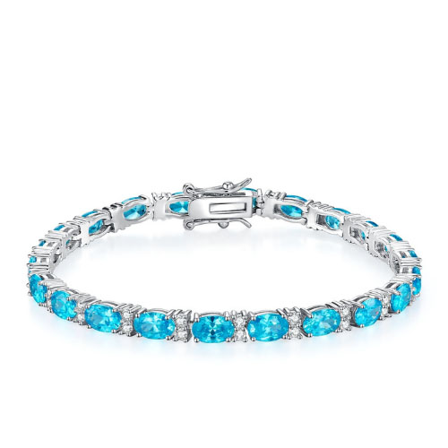 Reynae 8.55 Carat Aquamarine 4 Prong  Diamond Bracelet