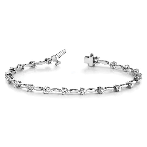 1 Ct Natural Diamond Round Cut Ruth  Tennis Bracelets in Silver 925