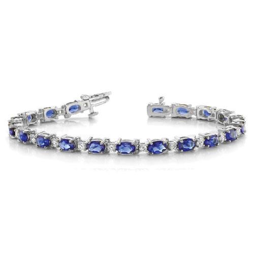 Prissy 8.50 - 13.00 Carat Blue Sapphire 4 Prong  Diamond Bracelet