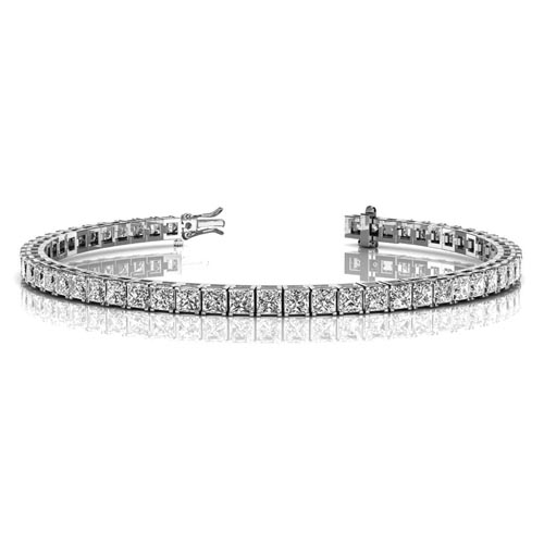 4.00 - 13.00 Carat Princess Cut Natural Diamond Prong set Tennis Bracelet