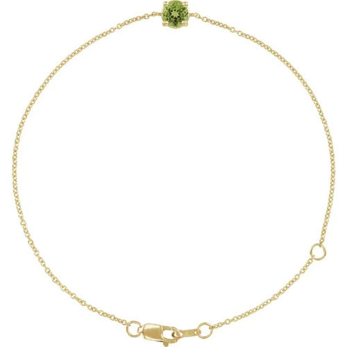 Rosary 0.26 Carat Peridot 4 Prong  Diamond Bracelet