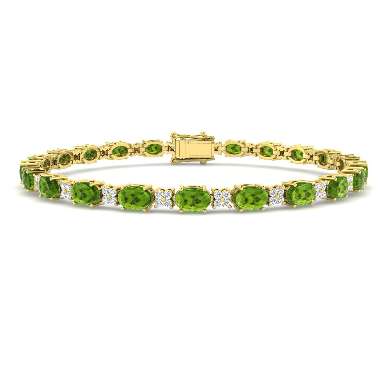 Jenovan Peridot Prong Set  Diamond Bracelet