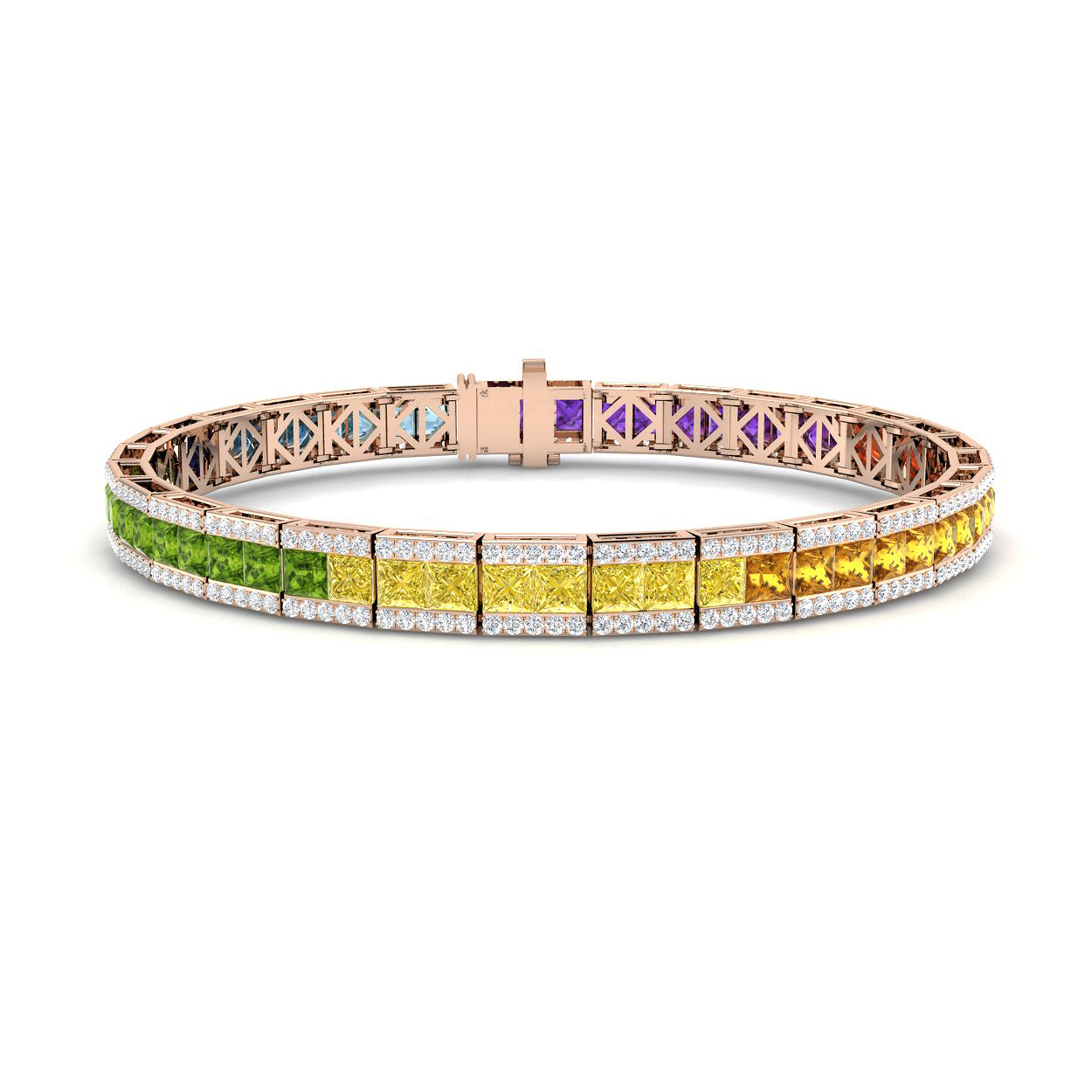 Unique Rainbow Sapphire Diamond Bracelet