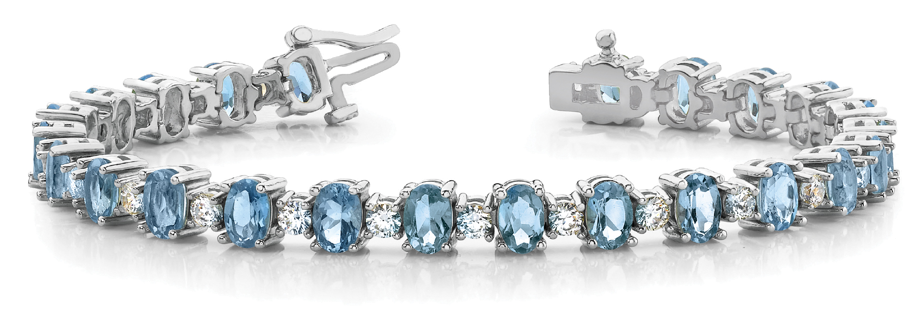 Viana 5.60 Carat Aquamarine 4 Prong Set  Diamond Bracelet