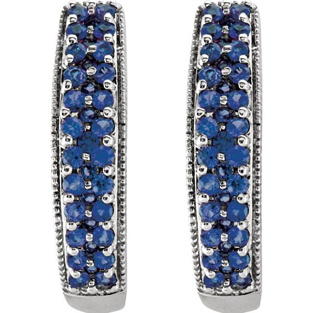 Hilli 0.85 Carat Blue Sapphire Pave Set  Diamond Earrings