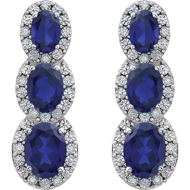 Holeigh 6.35 Carat Blue Sapphire 4 Prong Set  Diamond Earrings