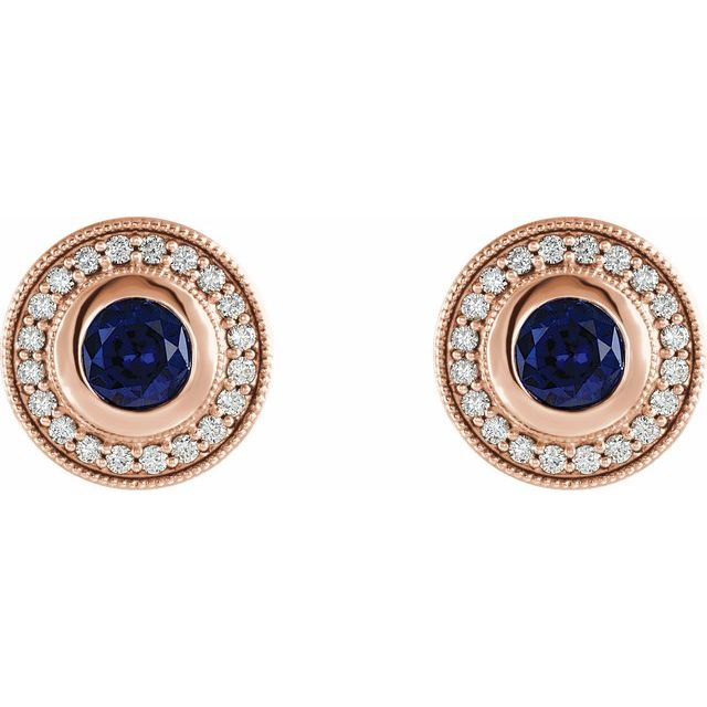 Hortense Blue Sapphire Bezel Set  Diamond Earrings