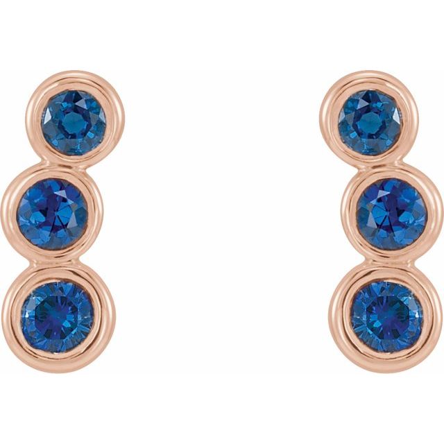 Huetta Blue Sapphire Bezel Set  Diamond Earrings