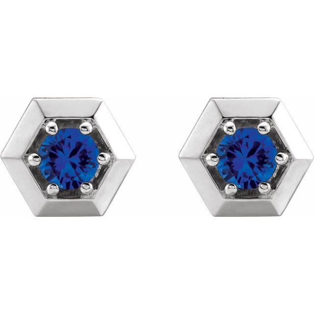 Hugga 0.68 Carat Blue Sapphire 6 Prong  Diamond Earrings