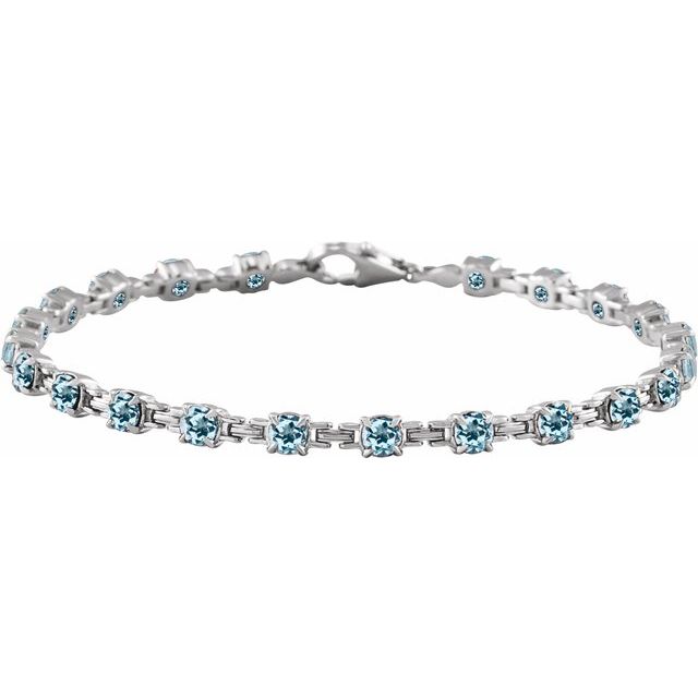 4‑Prong Chain Bracelet with Blue Topaz – 4.40 ct, Customizable | Sunshine Diamonds