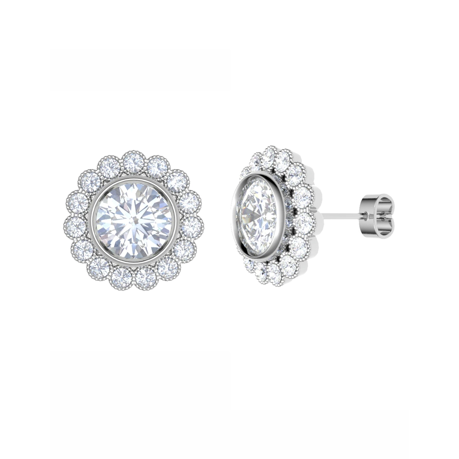Jacinda 0.10 - 3.00 Carat Natural Bezel  Diamond Earrings