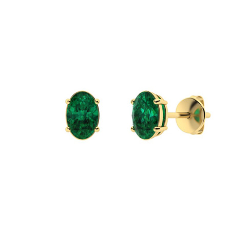 Helueua Emerald 4 Prong Set  Diamond Earrings
