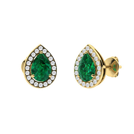 Helma Emerald 3 Prong  Diamond Earrings