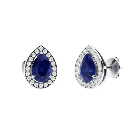 Gracyn 0.50 Carat Blue Sapphire 3 Prong  Diamond Earrings