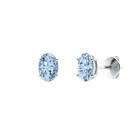Gerica 1.00 Carat Aquamarine 4 Prong Set  Diamond Earrings