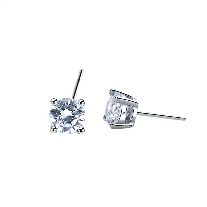 0.1 Ct Natural Round Cut Jailyn  Studs Diamond Earrings in 9K White Gold