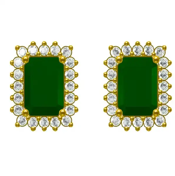 Alojzija 1.25 Carat Emerald  Diamond Earrings
