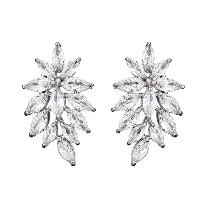 6.00 Carat Natural And Lab Grown Marquise Cut Flower Style Designer Earrings