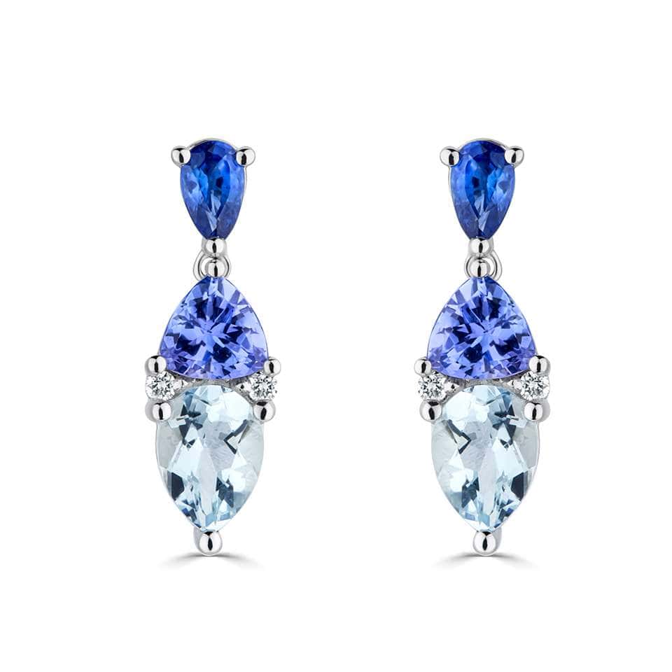 Havin 2.84 Carat Aquamarine 3 Prong  Diamond Earrings
