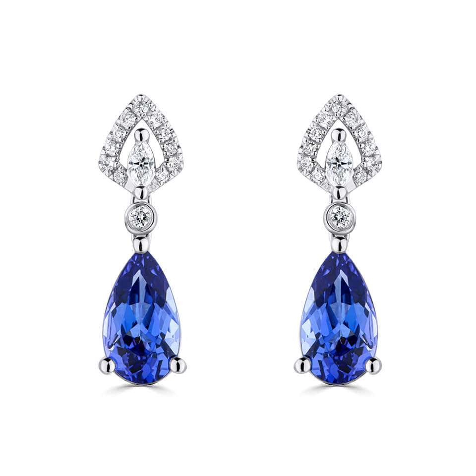 Hosanna 0.93 Carat Blue Sapphire 3 Prong  Diamond Earrings