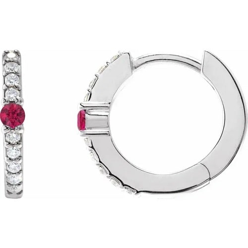 Hollyn Natural Ruby 4 Prong Set  Diamond Earrings