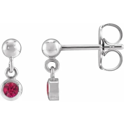 Haddyr Natural Ruby Bezel Set  Diamond Earrings