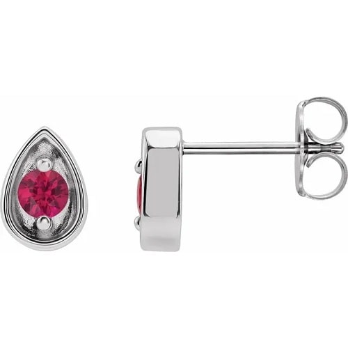 Halinor Natural Ruby Prong Set  Diamond Earrings