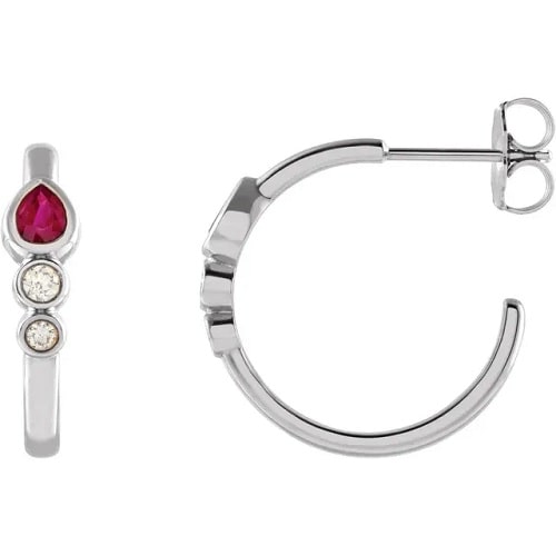 Hilliard Natural Ruby Bezel Set  Diamond Earrings