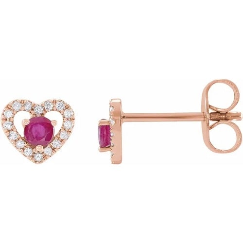 Harly Natural Ruby 3 Prong  Diamond Earrings
