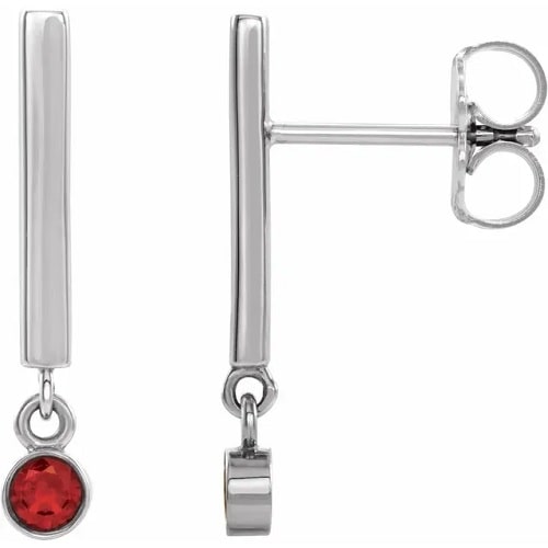 Hillarie Natural Ruby Bezel Set  Diamond Earrings