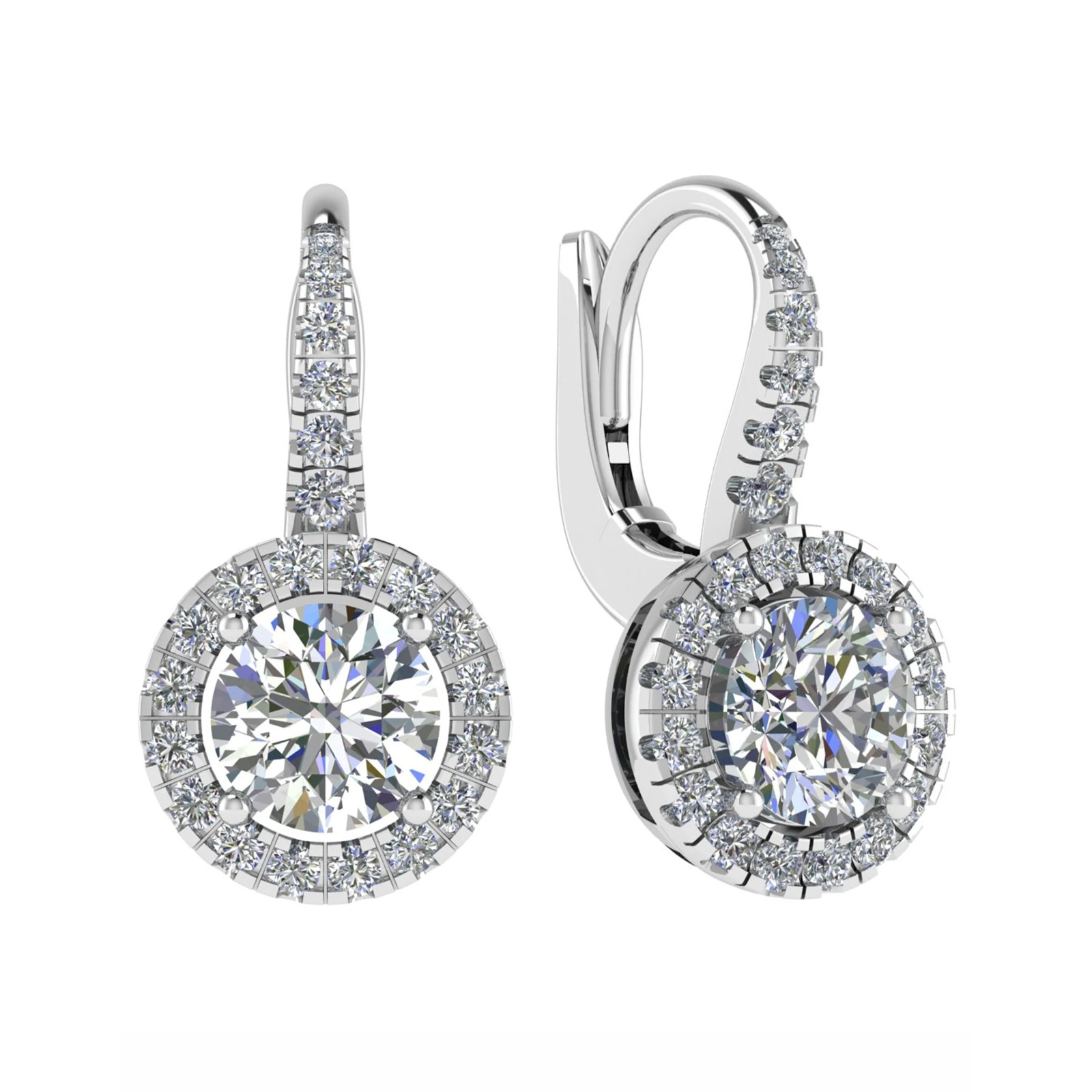 Round Cluster Hoop Diamond Earrings