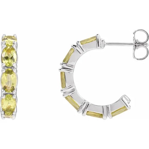 3.36 Carat Oval Cut Peridot Natural And Lab-Grown Hoop Earrings With Claw-Set