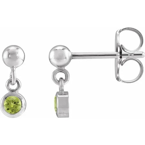 0.24 Carat Round Cut Peridot Natural And Lab-Grown Dangle Earrings With Bezel-Set