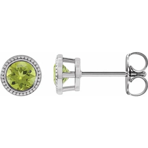 0.52 Carat Round Cut Peridot Natural And Lab-Grown Beaded Earrings With Claw-Set