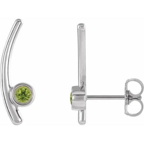 0.24 Carat Round Cut Peridot Natural And Lab-Grown Earrings With Bezel-Set