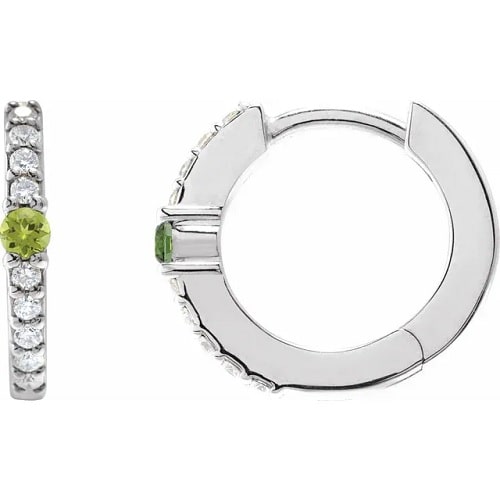 0.28 Carat Round Cut Peridot & Diamond Natural And Lab-Grown Earrings With Claw-Set