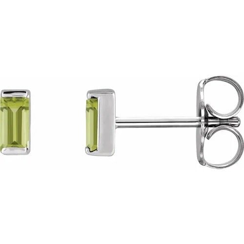 0.30 Carat Baguette Cut Peridot Natural And Lab-Grown Earrings With Channel-Set