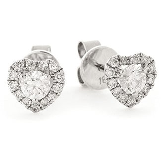 0.6 Ct Natural Round Cut Jadalyn  Halo Diamond Earrings in 18K White Gold