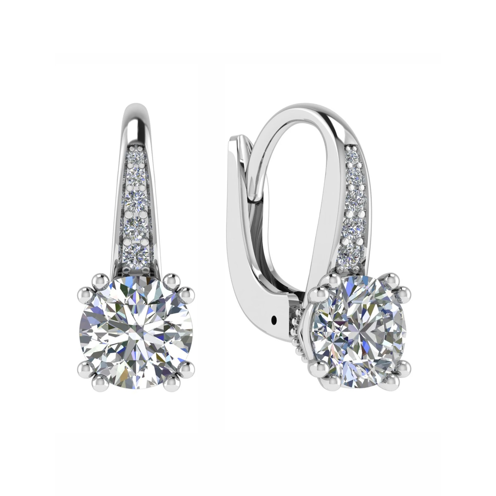 Double Prong Basket setting Diamond Hoop earring