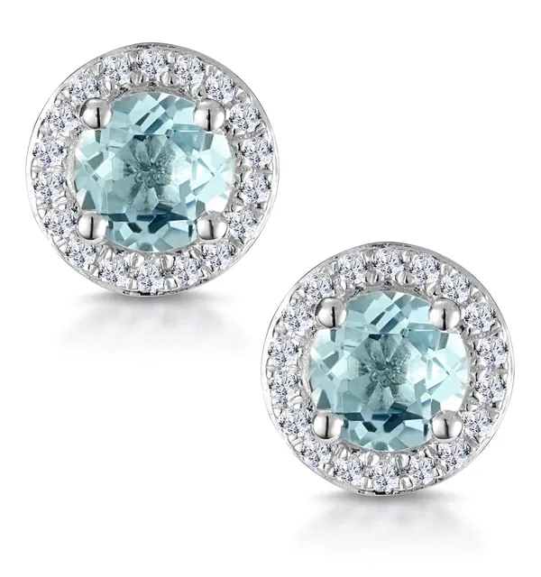1 Ct Aquamarine Round Cut Bedisa  in 9K White Gold
